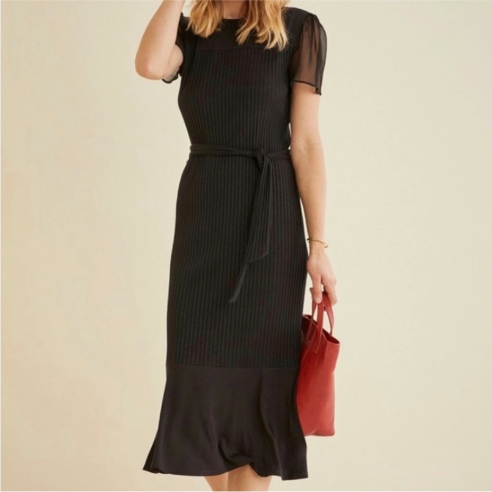 AMOUR VERT • Black Modena Ribbed Dress